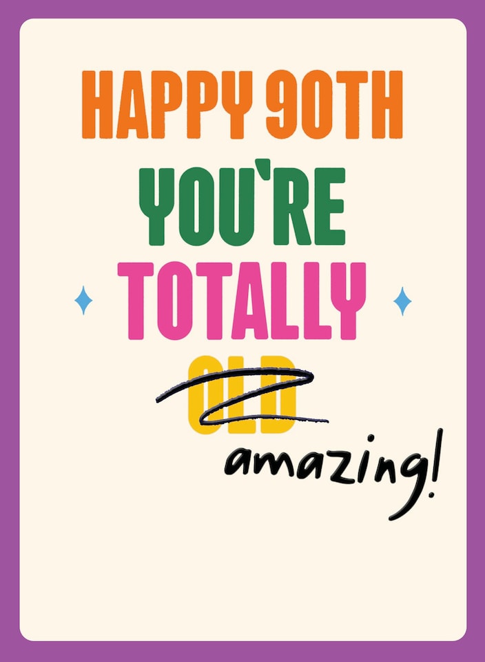 image 1 of 90th Birthday You're Totally Amazing! - Funny 90th Birthday Card