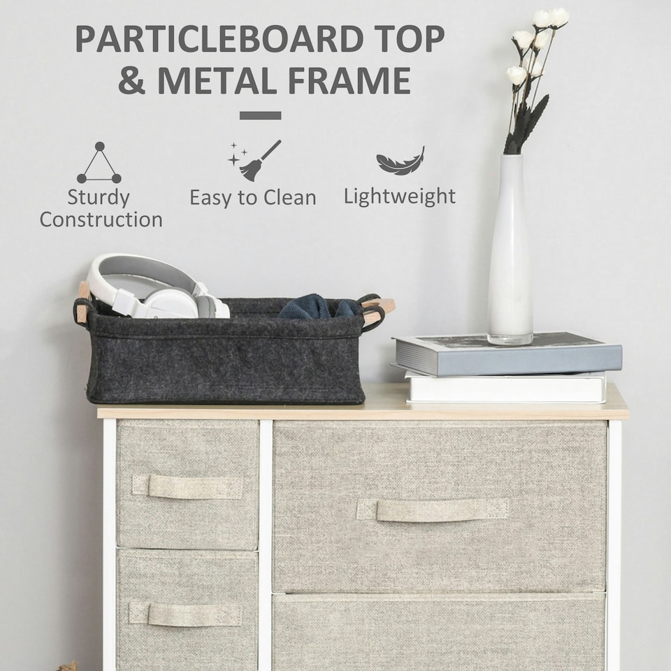 image 1 of HOMCOM Chest of Drawers with 7 Dresser Drawers for Home Bedroom, Light Grey
