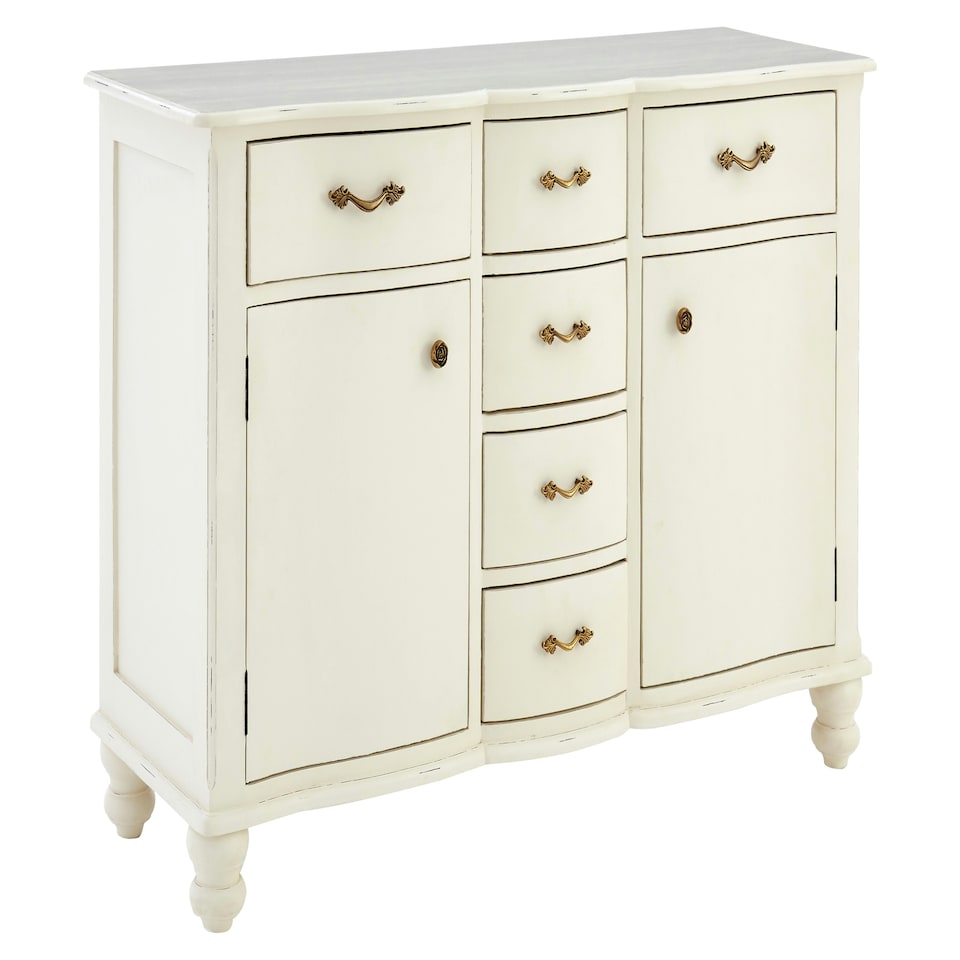 image 1 of Sustainable 6 Drawer White Sideboard, Modern Storage Small Sideboard, Elegant Design Wooden Sideboard White