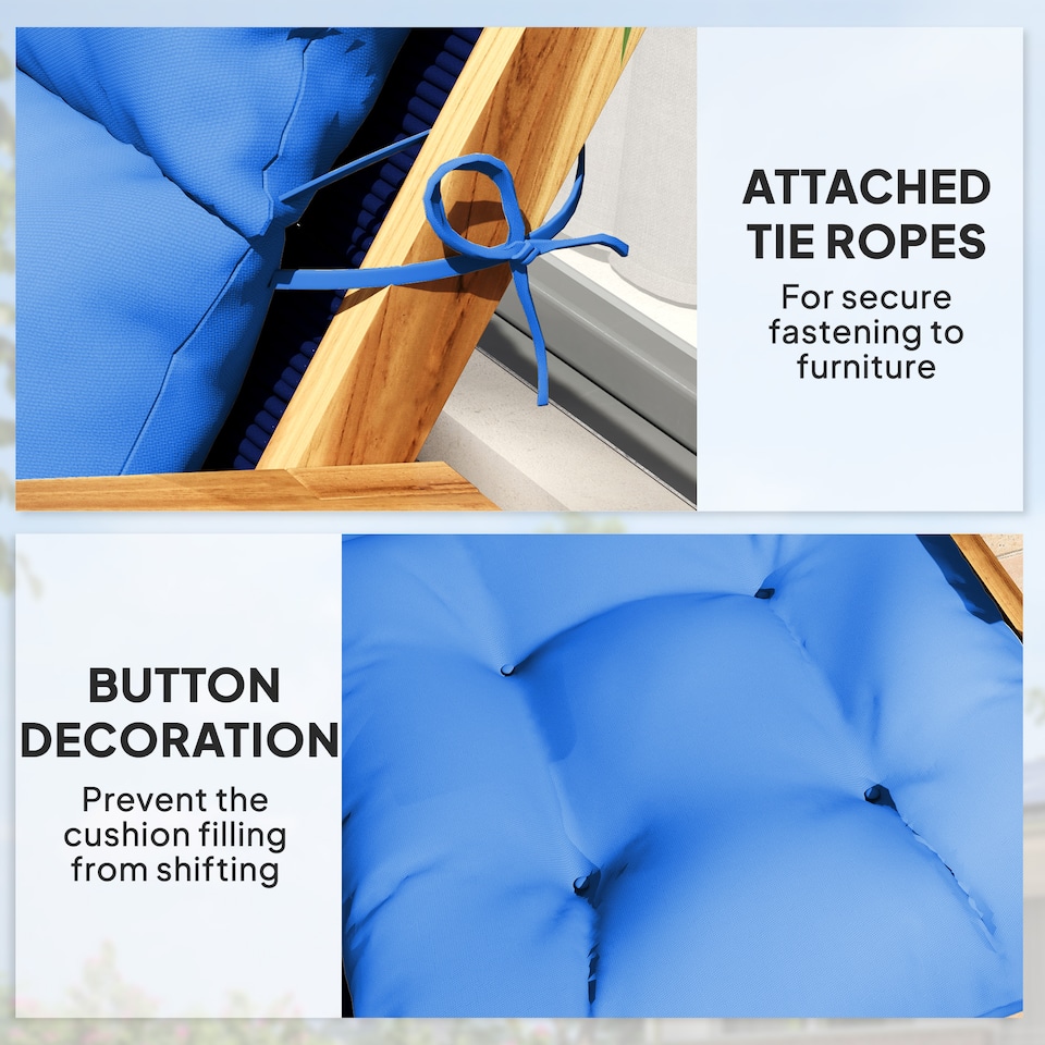 image 1 of Outsunny Adirondack Chair Cushion Rocking Chair Cushion w/ Ties, Blue | Blue | Blue | 1