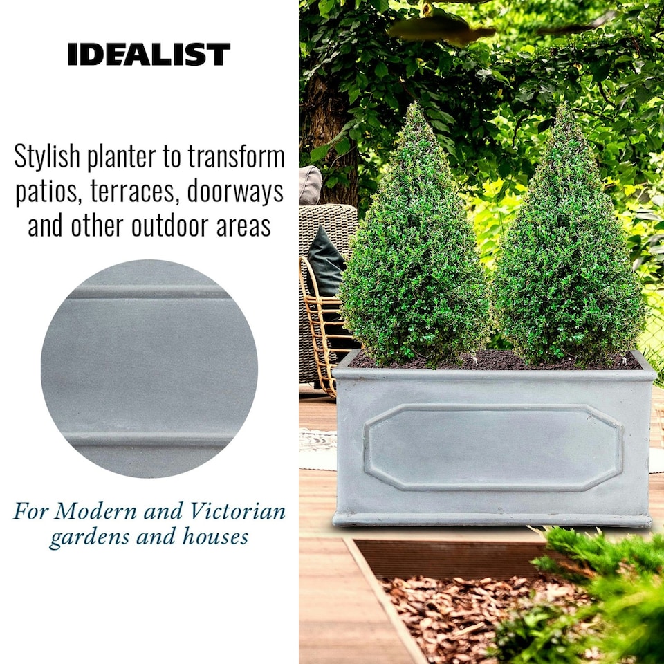 image 1 of Faux Lead Chelsea Trough Light Stone Garden Planter W30 H30.5 L71 cm, 64 ltrs Cap.