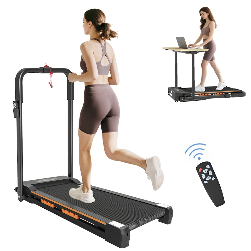 image 1 of HOMCOM 1-6 km/h Folding Motorised Treadmill Walking w/ Remote Control Black
