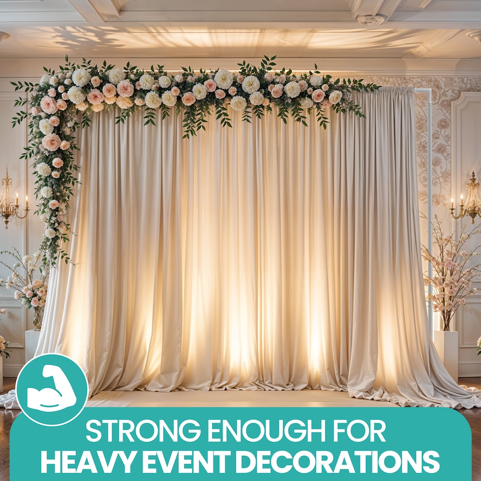 image 1 of 3x9m Silver Modular Rectangular Backdrop Stand Kit with Metal Frame - 4 Base, 14 Pipes