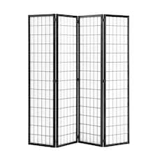 Living and Home 4-Panel Solid Wood Folding Divider Screen - Black