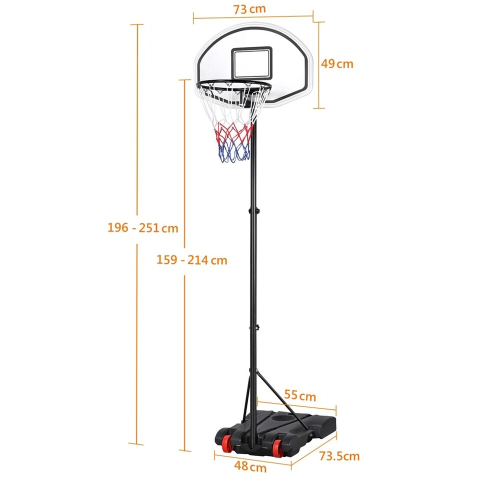 image 1 of Yaheetech 1.9-2.5M Height-Adjustable Basketball Hoop System Black