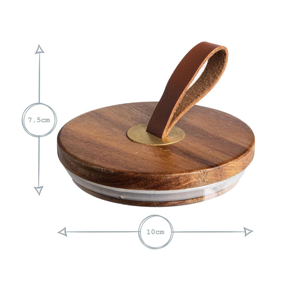 image 1 of Argon Tableware Glass Storage Jars - Leather Loop Lid - 550ml - Modern Round Scandi Organisation Container Glass Jar - Set of 3