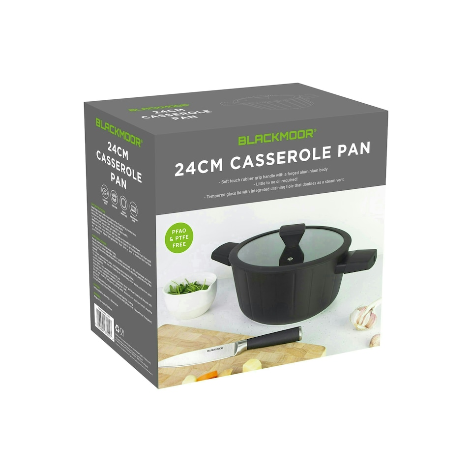 image 1 of Blackmoor 67299 Neuvo 24cm Stock Pot with Lid Black