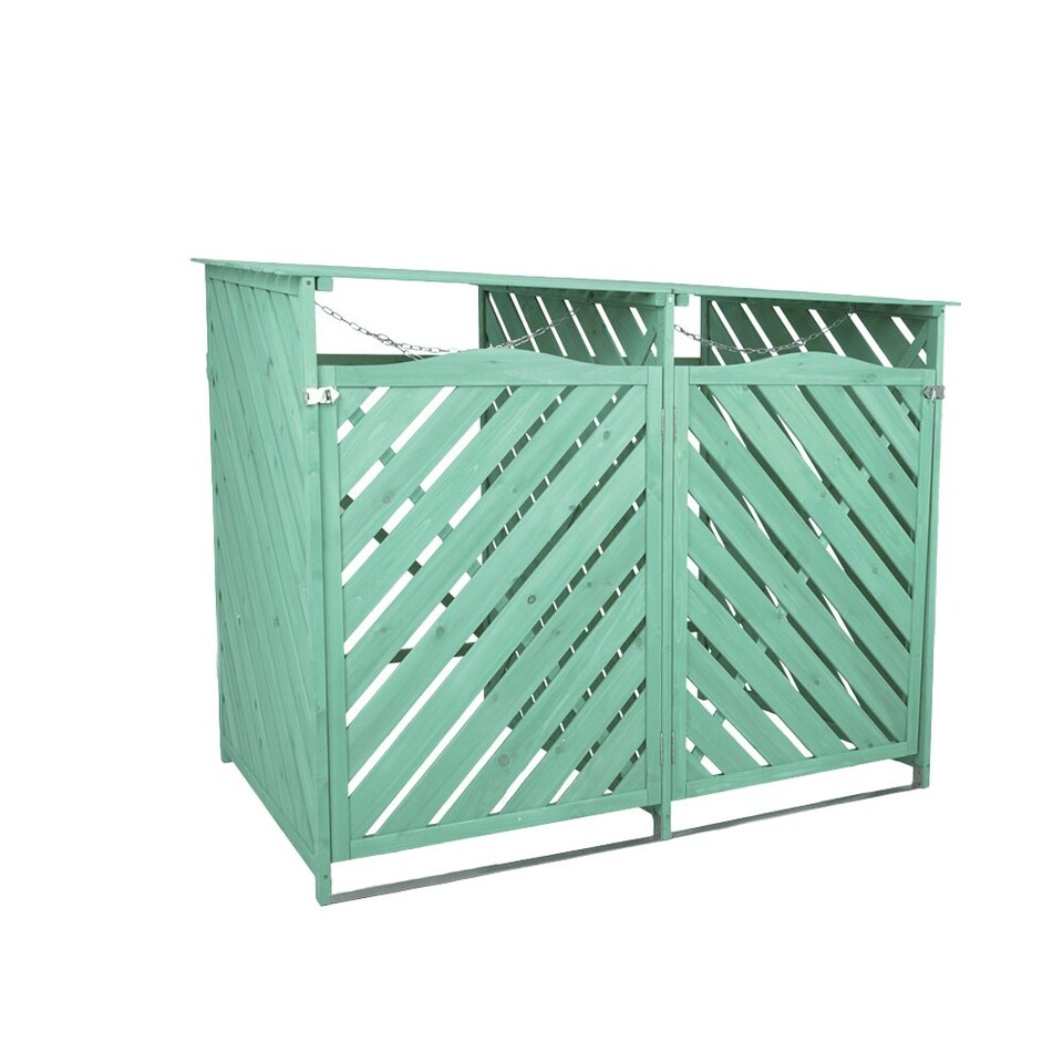 image 1 of Wooden Double Wheelie Bin Storage - Green