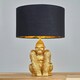 image 2 of ValueLights Modern Gold Sitting Gorilla Monkey Design Table Lamp With Black Gold Drum Shade Black