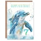 image 1 of Sea Watercolour Dolphin 7th Seven Age 7 Year Old Birthday Card