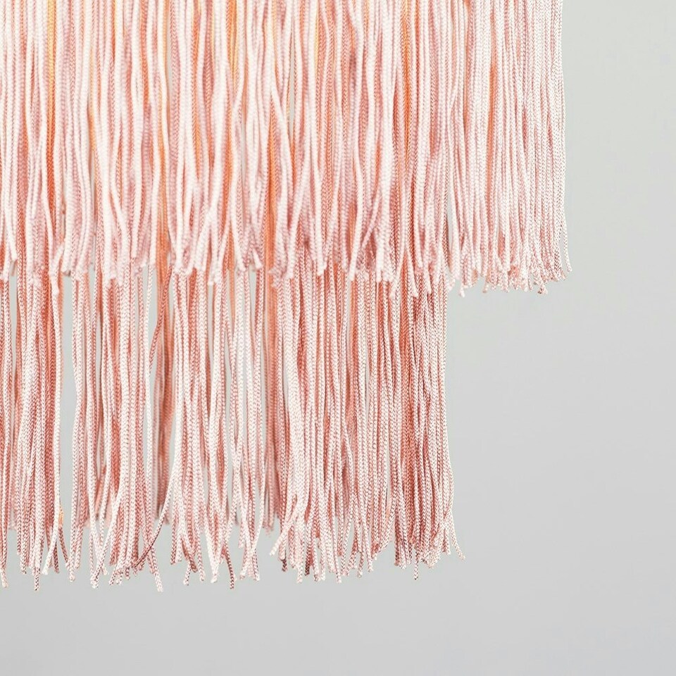 image 1 of ValueLights Nabella Plastic - Polyester Textured Pink Tiered Ceiling Pendant Shade and LED Bulb