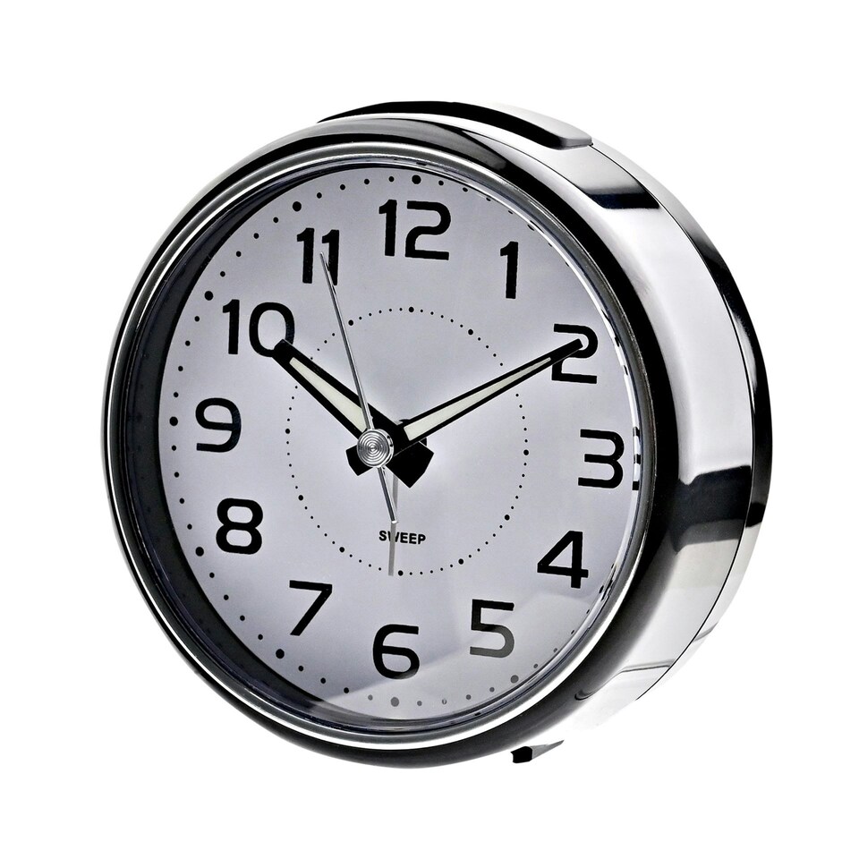 image 1 of Hometime  Alarm Clock Round with Illuminated Button - Black Case Black