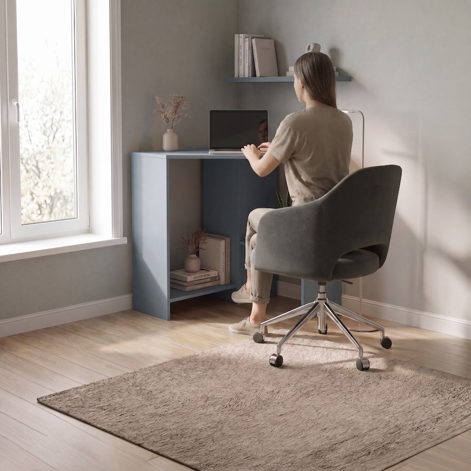 image 1 of Vida Designs Hetton Corner Computer Desk 2 Shelf Home Office Workstation