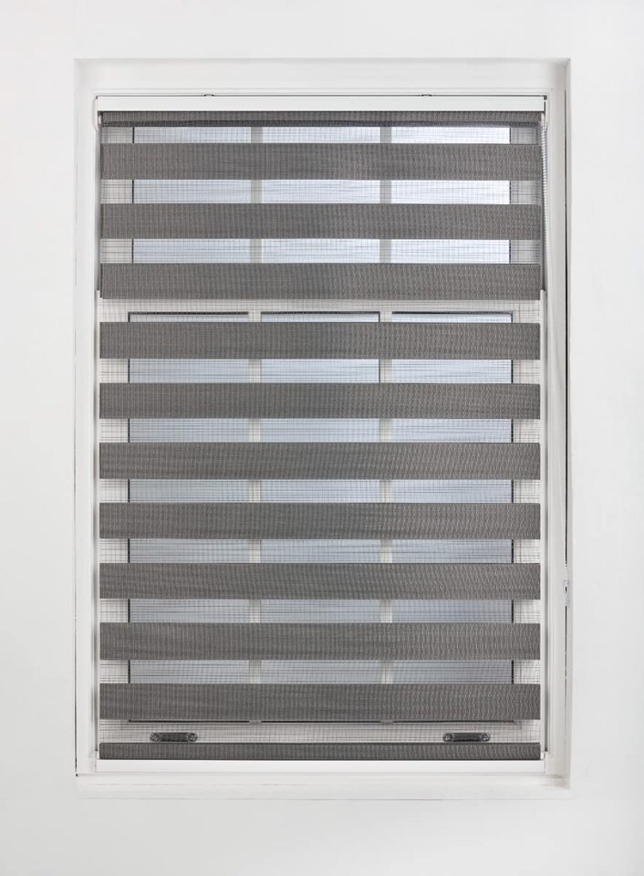 image 1 of FURNISHED Day and Night Roller Blinds Zebra Window Shades Made to Measure (W)90cm x (L)210cm | Grey | Dark Grey | (W) 90cm x (L) 210cm