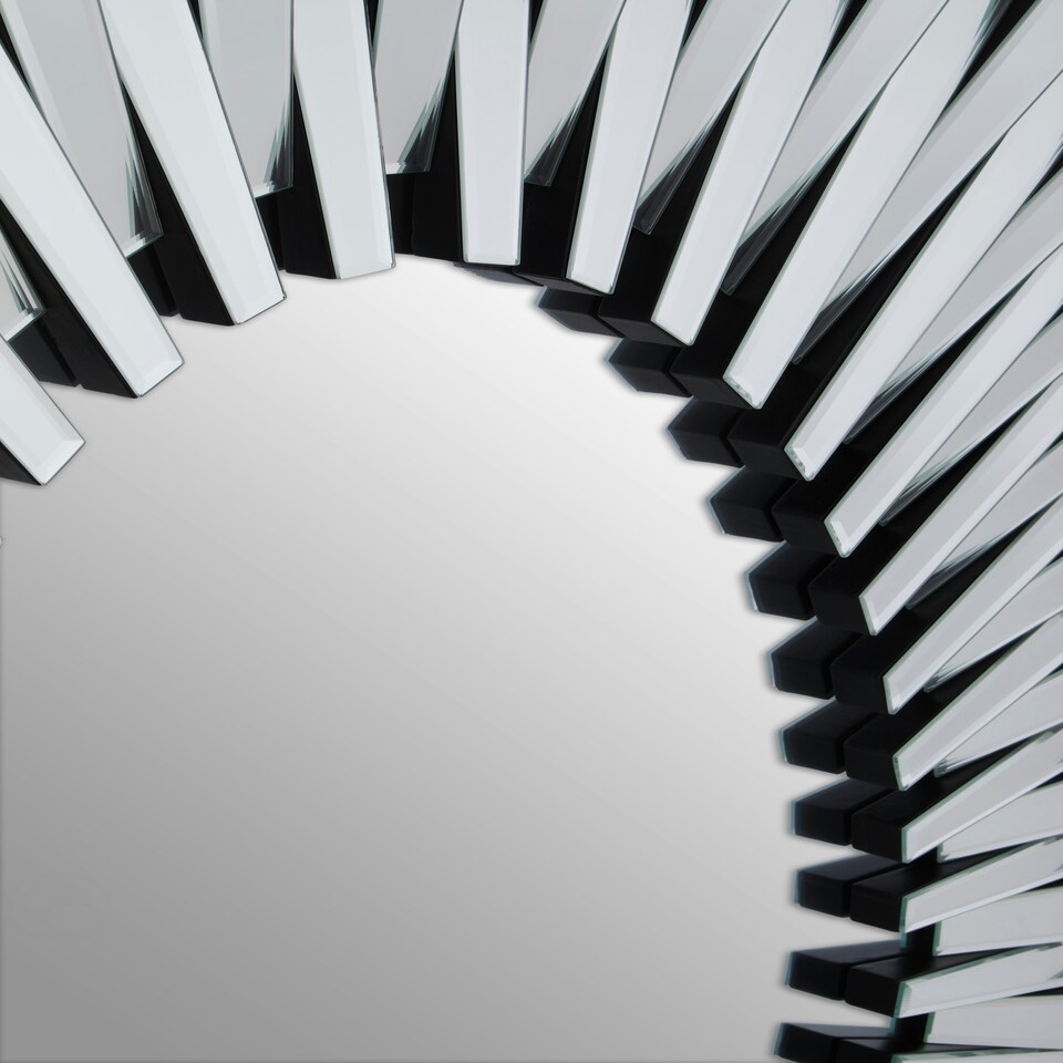 image 1 of Interiors by Premier Silver Rectangular Sunburst Wall Mirror, Decorative Radial Pattern Statement Mirror, Contemporary Wall Décor Silver