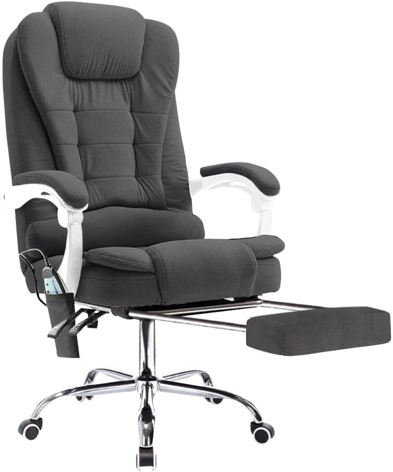 image 1 of Neo Office Chair Brown Faux Leather with Massage Function & Footrest | Grey