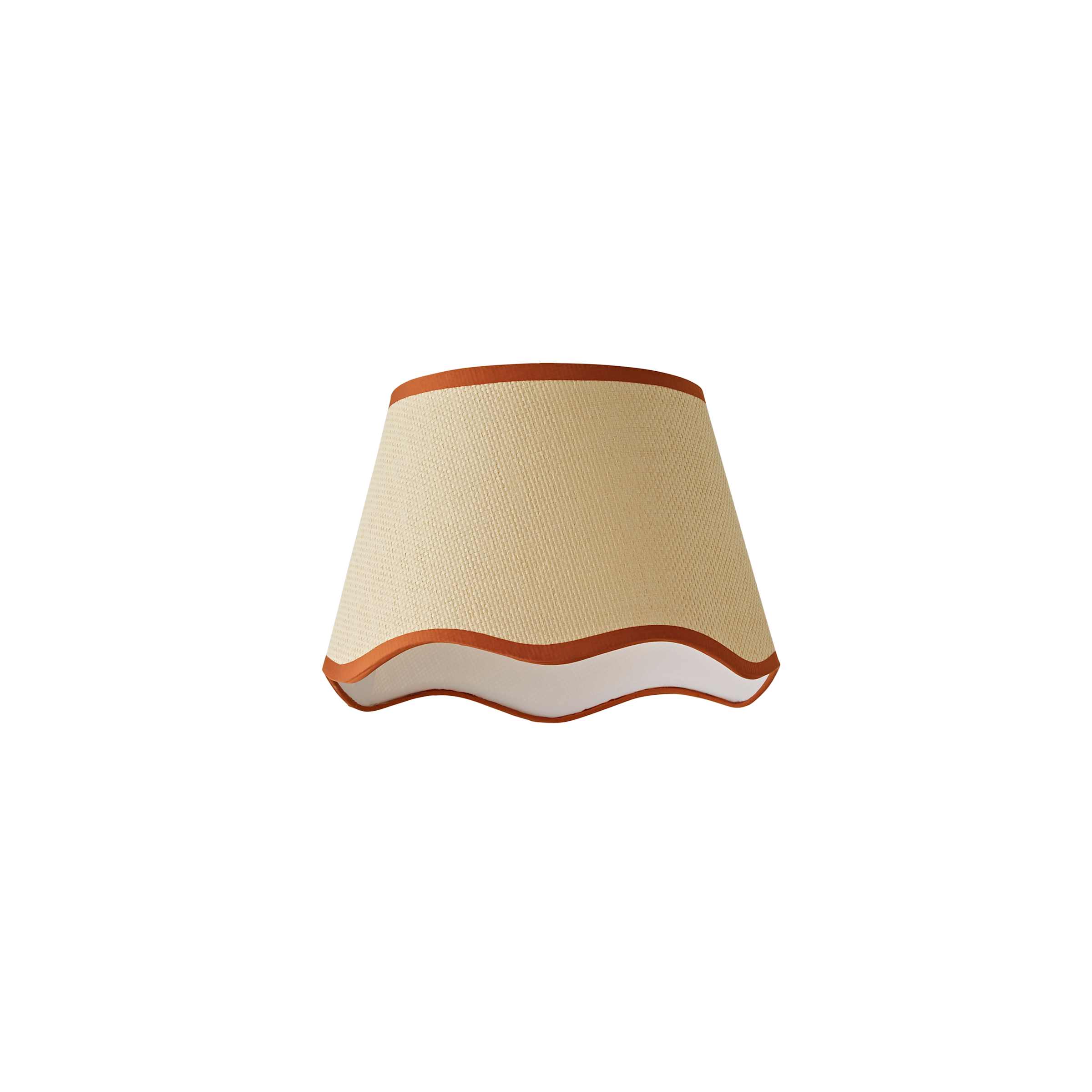 ValueLights Dutton Natural Fabric Scallop Edge Small Lamp Shade with LED Bulb in Burnt Orange