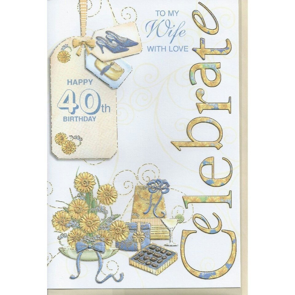 image 1 of To My Wife With Love Happy 40th Birthday card