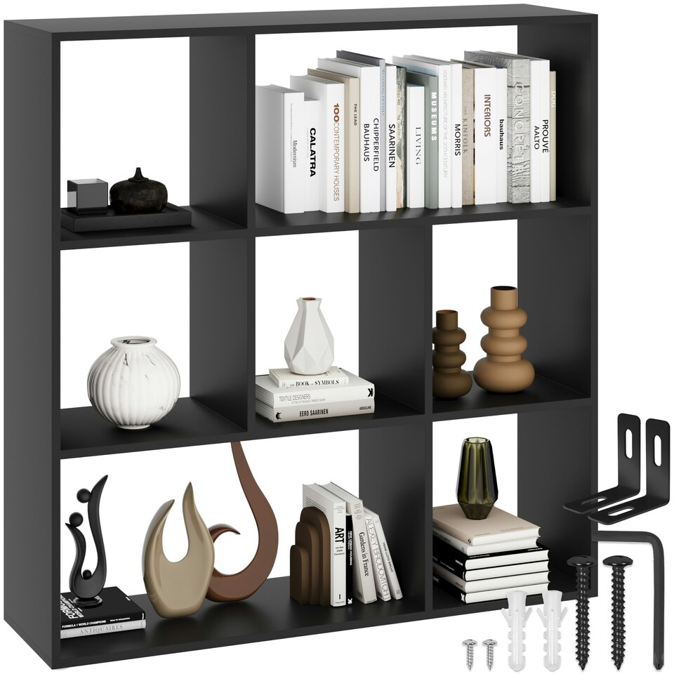 image 1 of Bookshelf Tartu - with 7 storage compartments Black