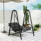 image 6 of Outsunny Rattan Swing Chair with Stand and Seat Cushion Grey | Dark Grey