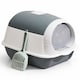 image 1 of Hooded Cat Litter Tray with Flap Door - Covered High-Sided Litter Box - Anti-Spill Easy Clean Indoor Toilet for Cats and Kittens