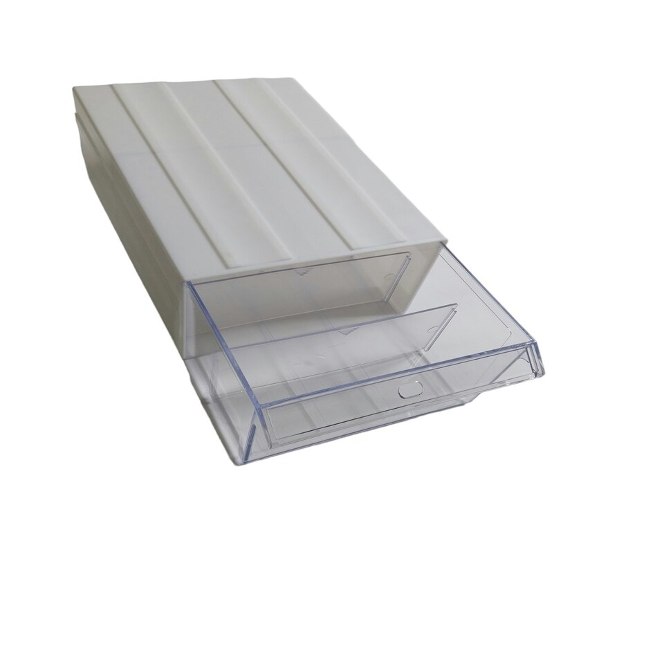 image 1 of White Stackable Plastic Storage Drawers L288xW182xH111mm with Removable Compartments