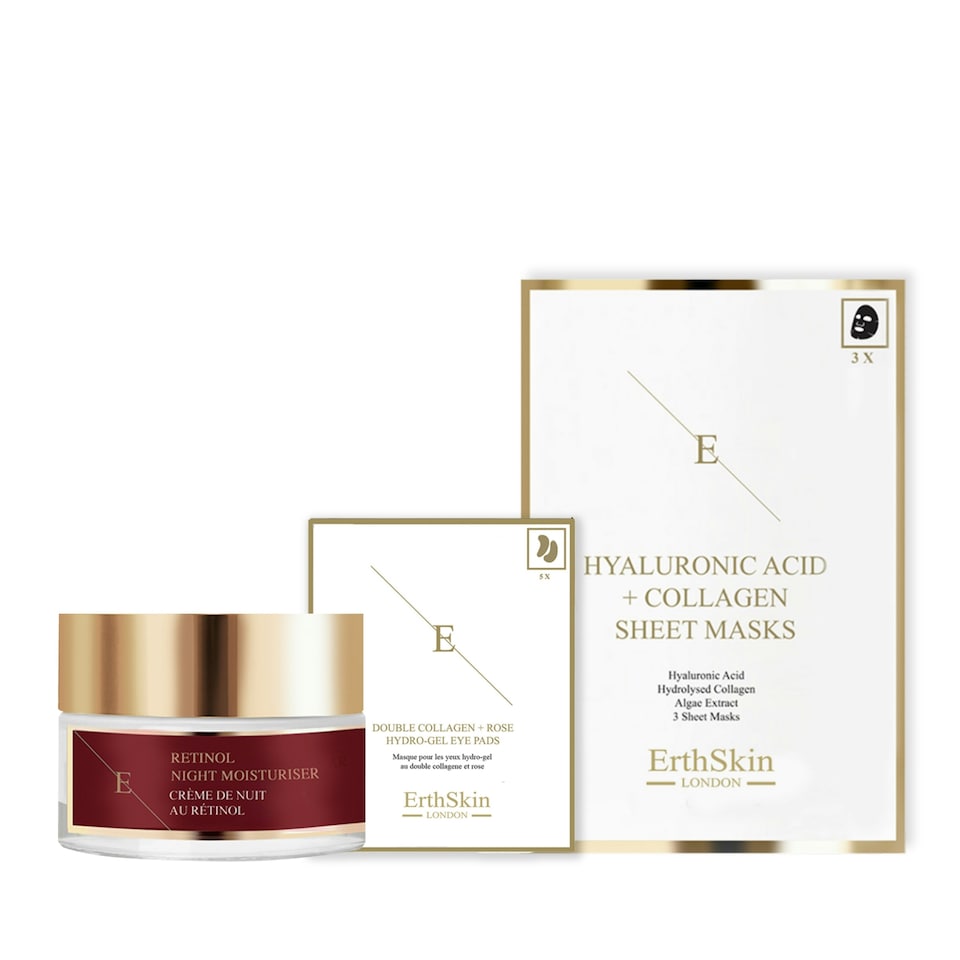 image 1 of Retinol Night Moisturiser 50ml + Double Collagen + Rose Hydrogel Eye Pads 5 X 2 + Hyaluronic Acid & Collagen Mask - 3 sheets