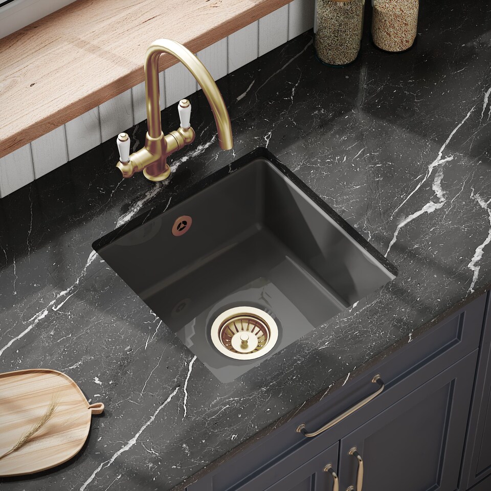 image 1 of Balterley Single Bowl Kitchen Sink Fireclay with Overflow - Set B