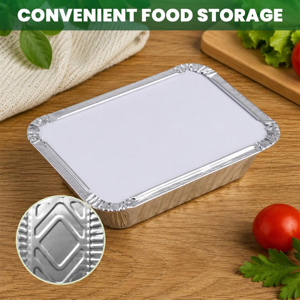 image 1 of ECONX No.1 Aluminium Foil Food Container With Lids Takeaway Food Storage Boxes Pack of 100