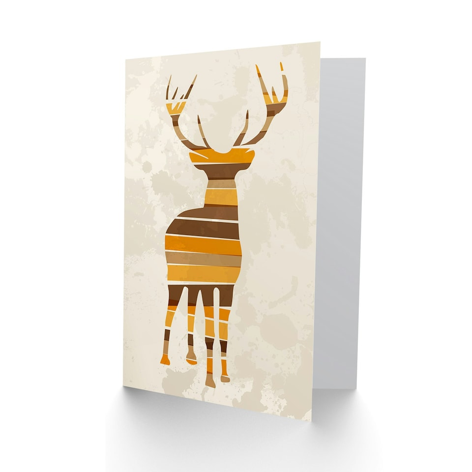 image 1 of Abstract Stag Silhouette Stripes Art Blank Just to Say Card