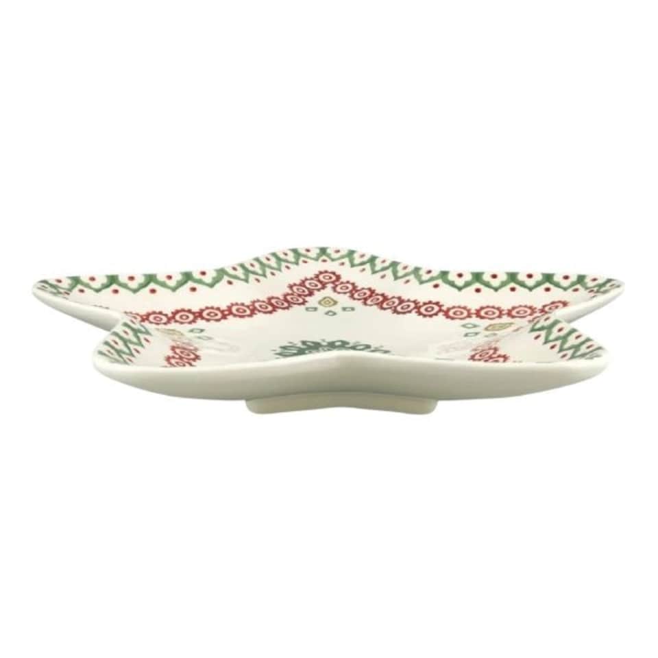 image 1 of Serving Plate: 1 x 32cm Emma Bridgewater Christmas Joy Medium Star Plate, Ceramic White