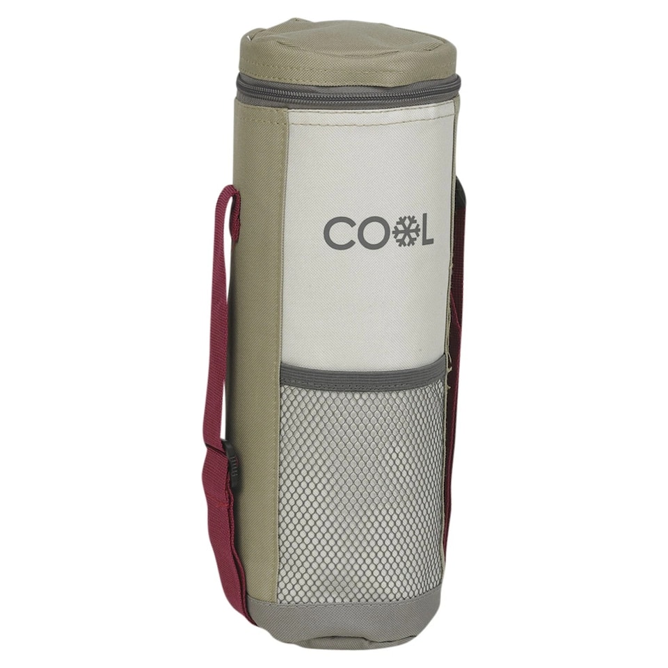image 1 of 1.5L Insulated Cooler Bottle Bag Zip Carrier Shoulder Strap Drinks Picnic Hiking | Multi | Kahki