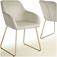 Dining Chair Jeane - velvet look, cantilever frame - per piece Cream | Velvet Look Cream/Gold