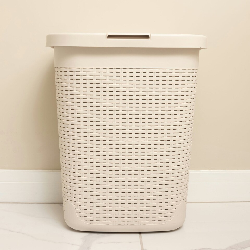 image 1 of Addis Rattan Effect 50L Laundry Hamper - Cream