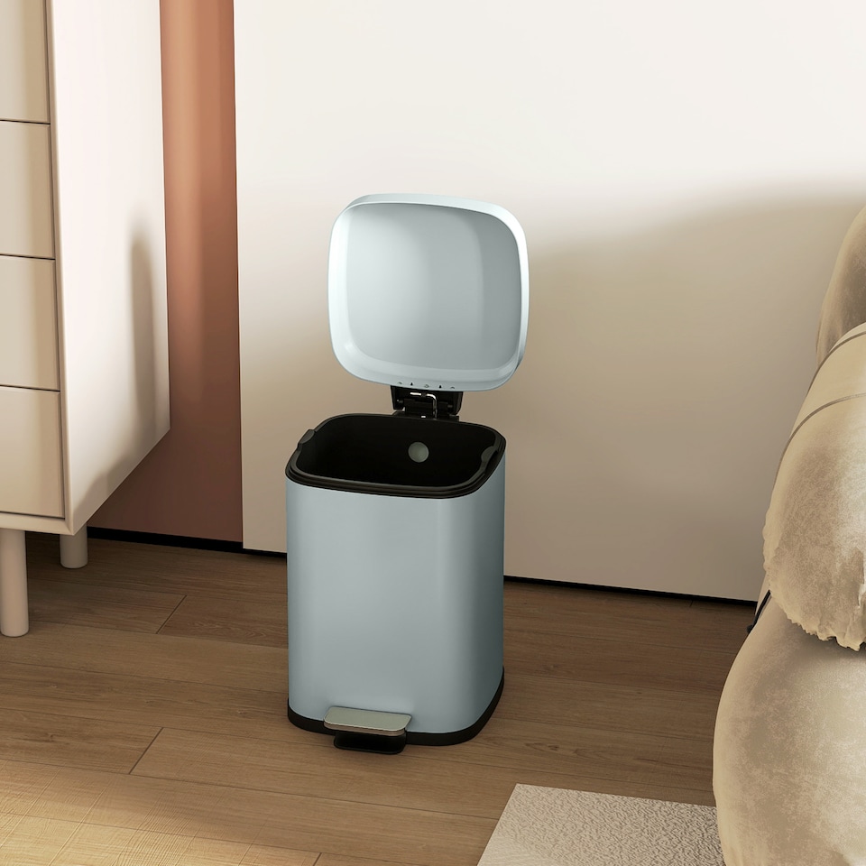 image 1 of HOMCOM 12 Litre Pedal Bin, Fingerprint Proof Kitchen Rubbish Bin with Soft-close Lid, Foot Pedal and Removable Inner Bucket for Recycling and Waste, Light Green | Green | Light Green | 1