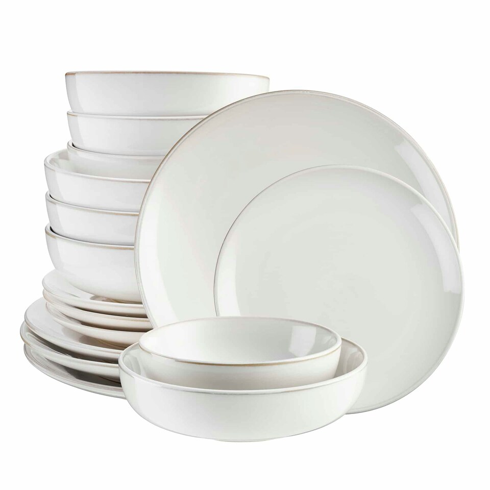 image 1 of Cooks Professional Nordic Stoneware Dinner Set | 16-Piece | Reactive Glaze | Grey