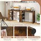 image 3 of COSTWAY Computer Desk Wooden Writing Desk w/Bookshelf Brown