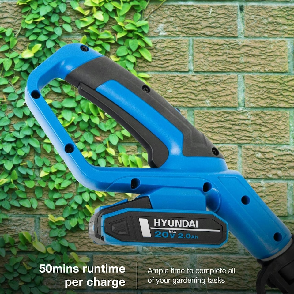 image 1 of Hyundai 20V 450mm Cordless Long Reach Pole Hedge Trimmer, 2.6m Long Reach, 2.0Ah li-ion Battery & Charger | HY20CPHT