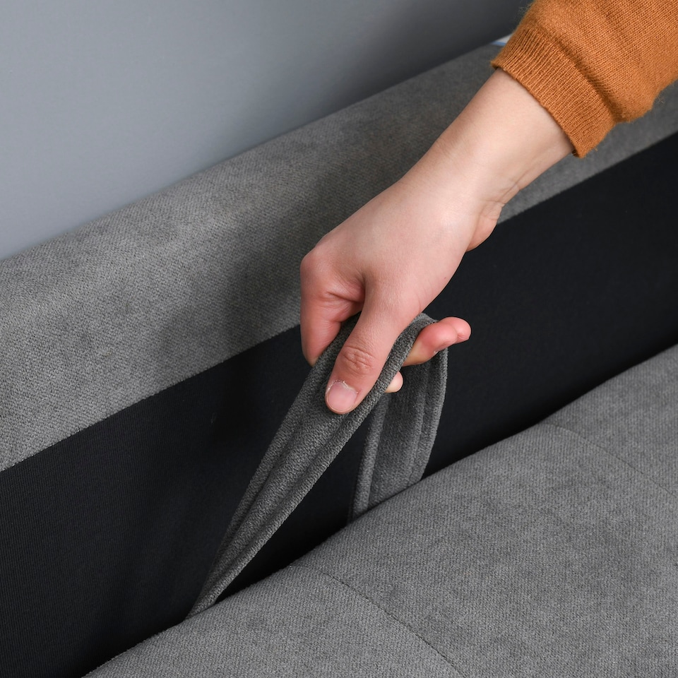 image 1 of HOMCOM Compact 2 Seater Sofa with Hidden Storage and Rubberwood Legs Grey