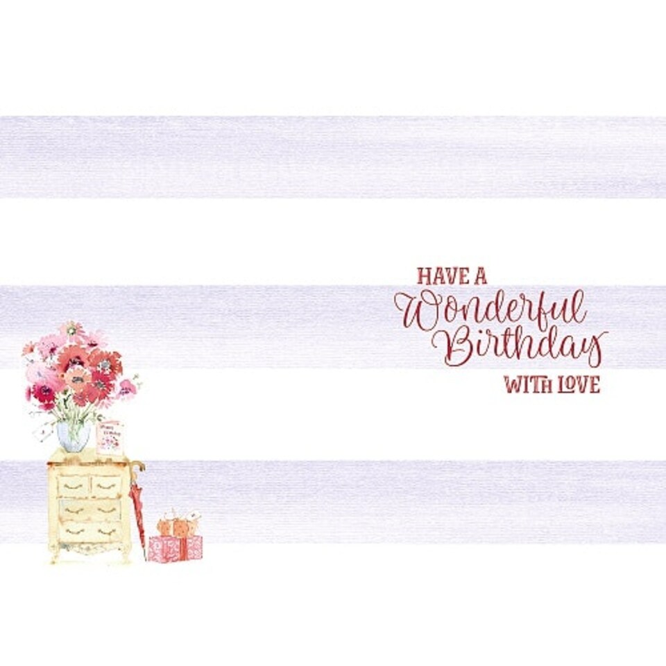 image 1 of Happy Birthday Wishes Vase Of Flowers Card