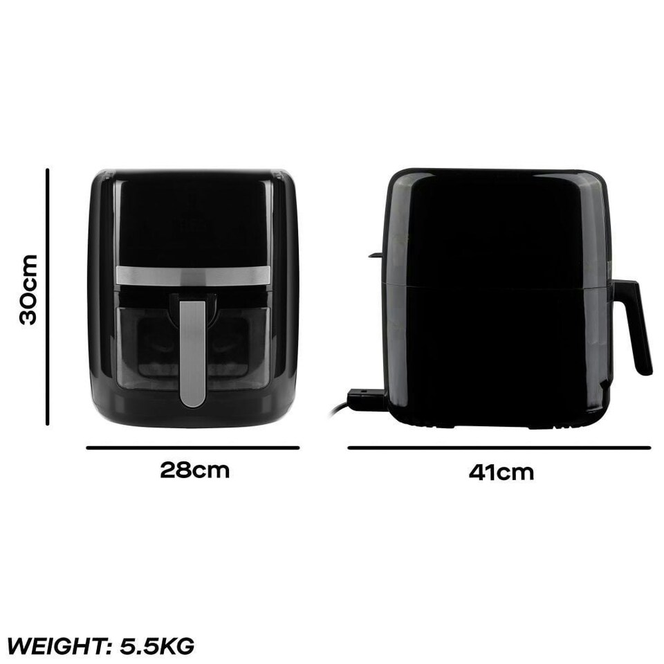 image 1 of Daewoo Family Size 8L Digital Air Fryer w Window & Divider for 2x4L Dual Cooking