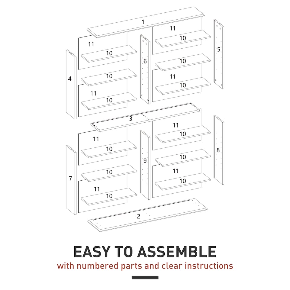 image 1 of HOMCOM 720 CD396 DVD Storage Unit, 396 Blu-ray Media Storage Shelf with 16 Compartments and 12 Adjustable Shelves, CD Tower for Living Room, Bedroom, Office, White | White
