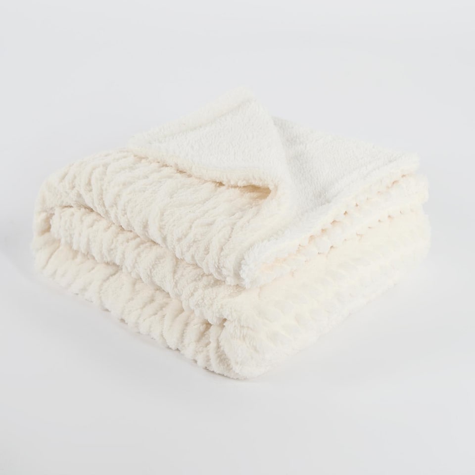 image 1 of OHS Cable Knit Sherpa Throw Soft Fleece Lined Sofa Bed Blanket
