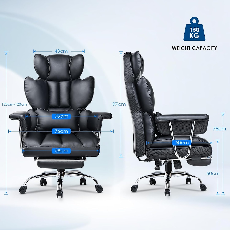 image 1 of Rattantree Ergonomic High Back Leather Office Chair with Footrest