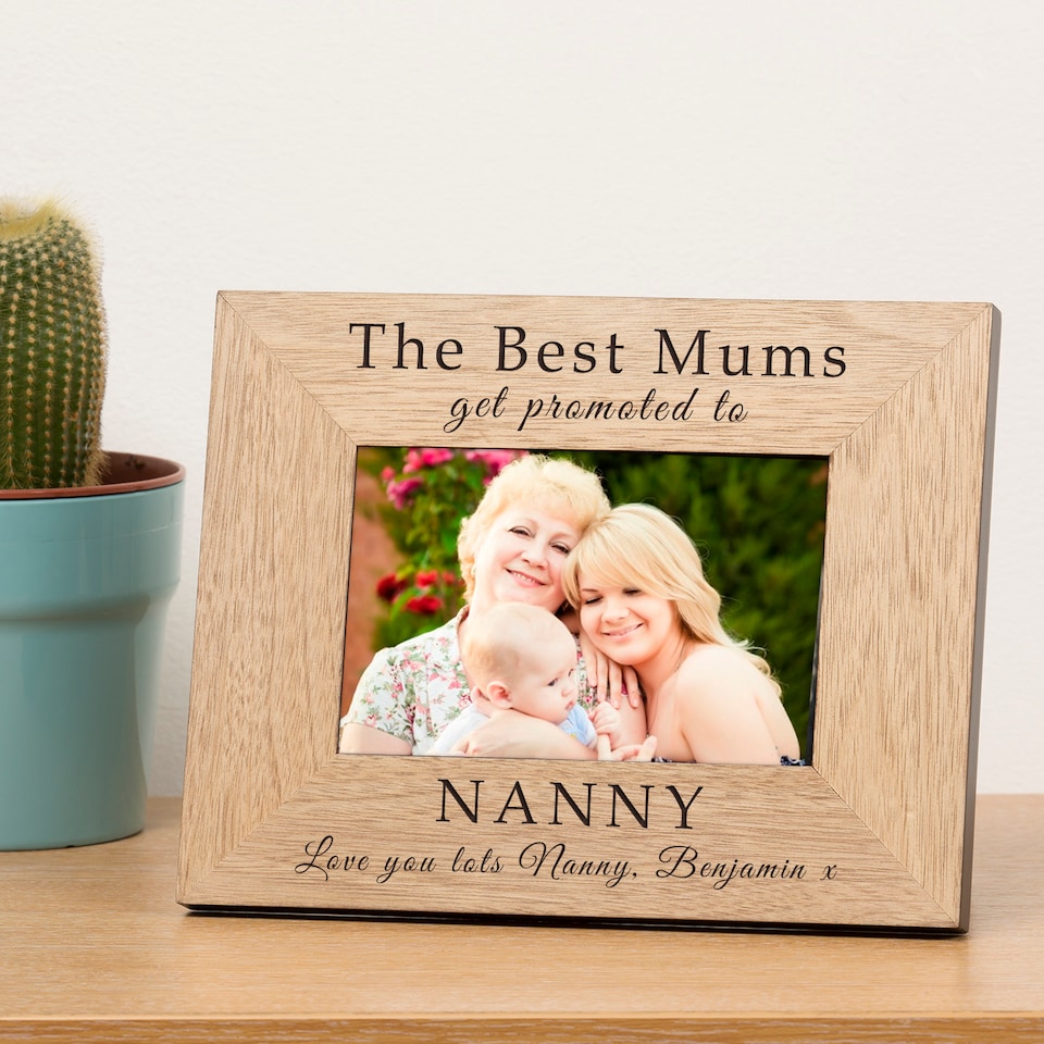image 1 of Personalised Best Mum Promoted Grandma New Baby 6x4 Wood Picture Frame