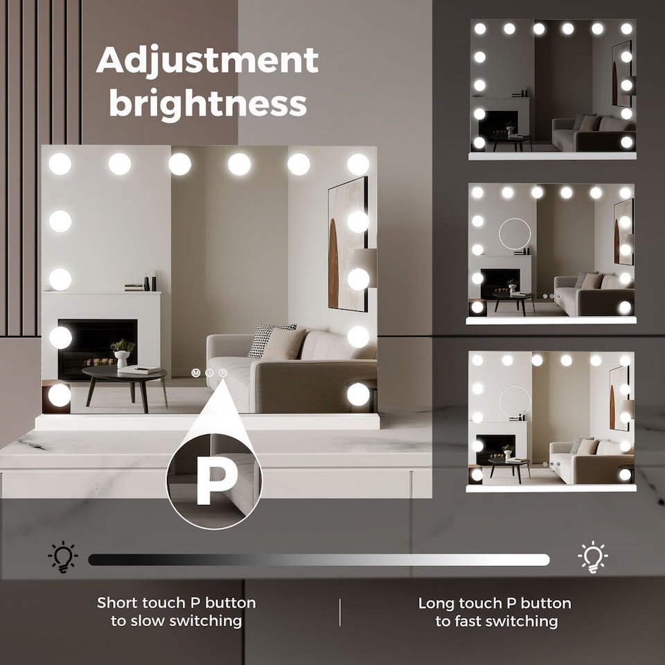 image 1 of Emitto LED Hollywood Makeup Mirror Vanity Light Mirror 14 Dimmable LED Bulbs
