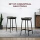 image 3 of HOMCOM Breakfast Bar Stools Set of 2 Upholstered Barstools w/ Curved Seat Grey