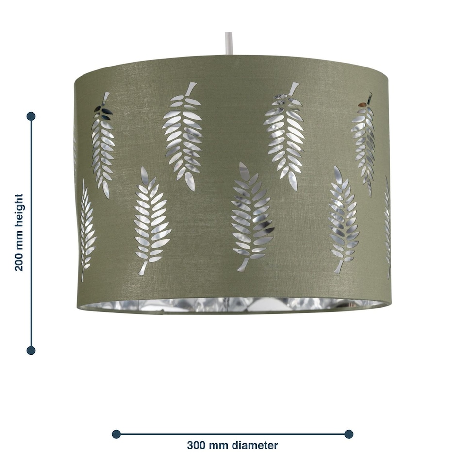 image 1 of Set of 2 Fern - Sage Green Cut Out 30cm Pendant Lightshades | Green | Silver | Large | 2