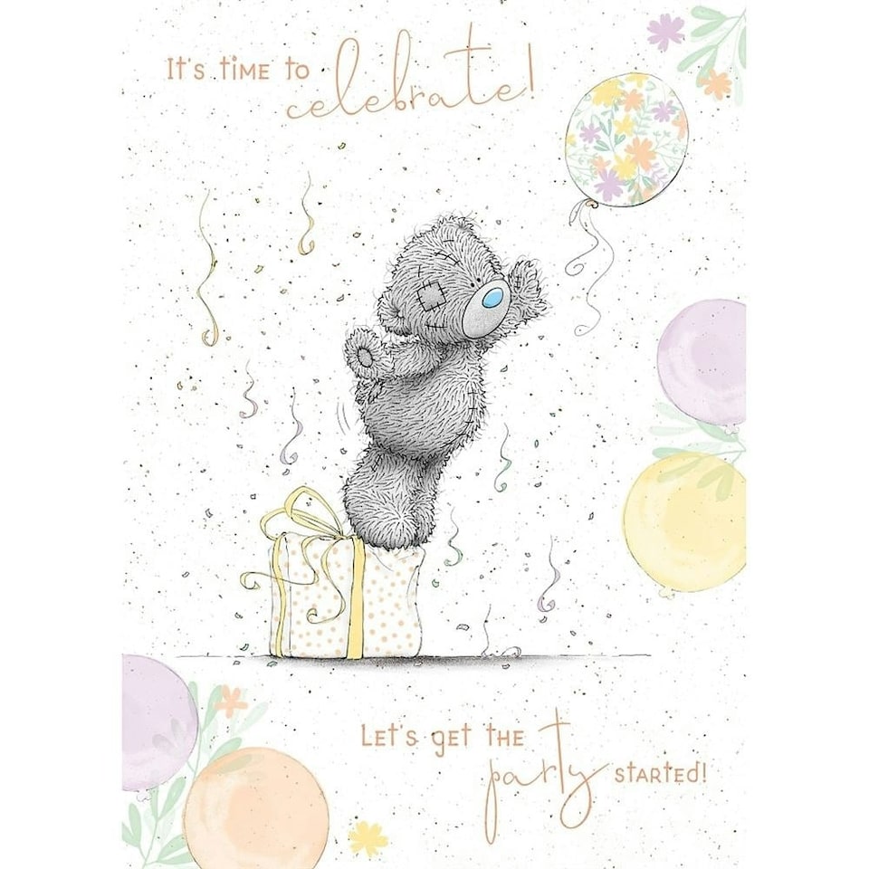 image 1 of Bear Reaching For Balloon Celebration Birthday Card