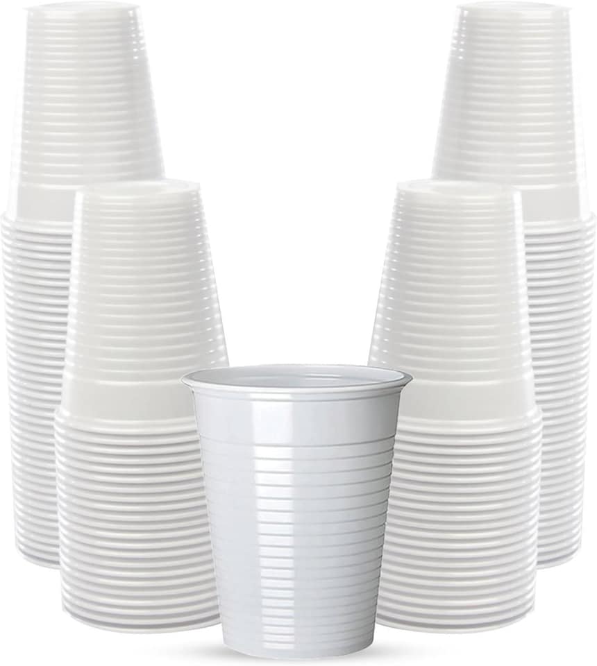 image 1 of ECONX Disposable Water Drinking Cups 7oz White Cups Tumbler Plastic Vending Water Cooler Glasses 500pc